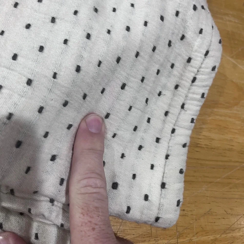 IKEA Jakobslilja Bedspread White Black Dash Crinkle Gauze 84x92 Scandi Boho King